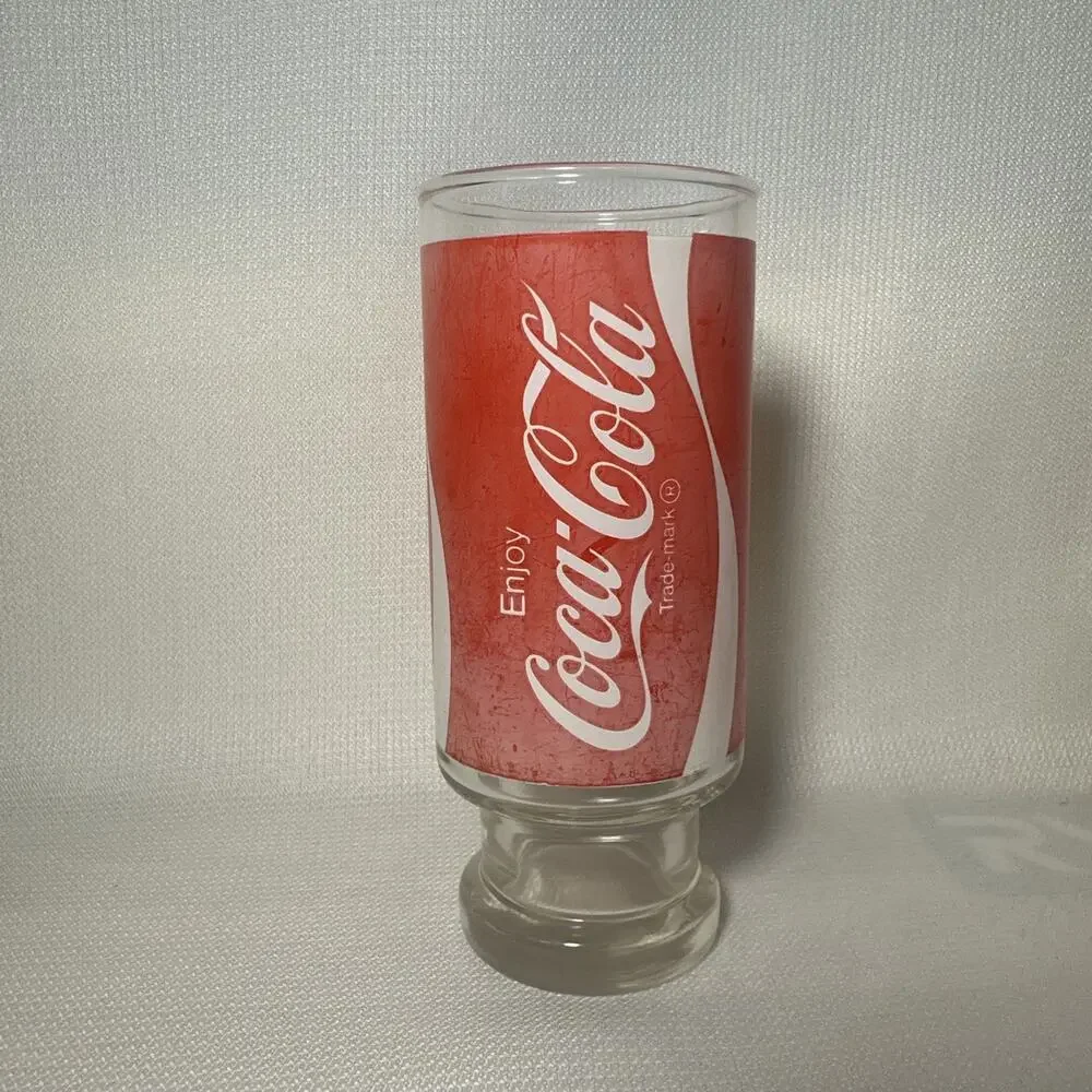 Vintage Coca Cola Enjoy Coke Pedestal Drinking Glass Cup 6.5